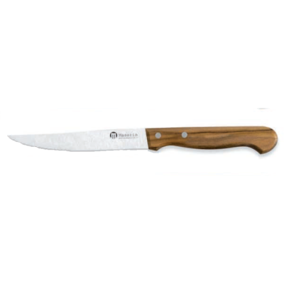 Maserin 0BA632211 - 11cm Stainless Steel Serrated Steak Knives, Set of 6 (Olive Wood Handle)