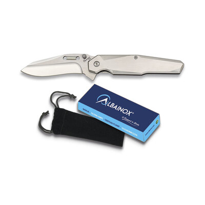 Albainox AL18118 - 8.3cm All Stainless Steel Folding Blade Knife (Stainless Steel Handle)