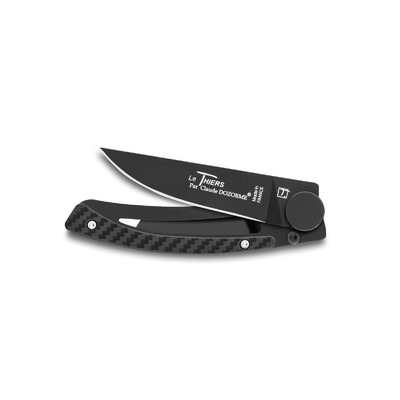 Claude Dozorme CD.142.03N - 9cm Dressed Series Black Teflon Stainless Steel Pocket Knife (Liner Lock, Black Handle) 
