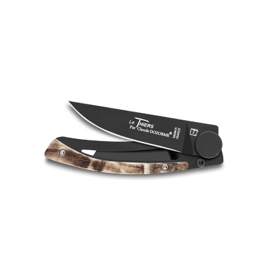 Claude Dozorme CD.142.37N - 9cm Dressed Series Stainless Steel Pocket Knife (Liner Lock, Ram Horn Handle)