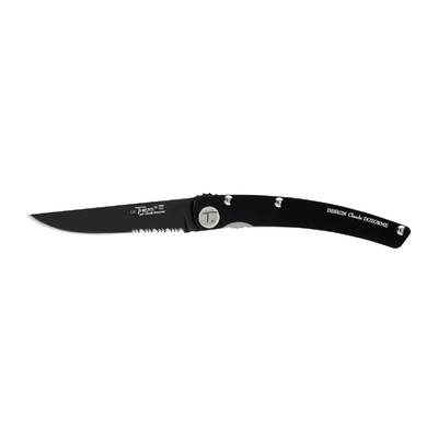 Claude Dozorme CD.171.90N - 11cm  Teflon Stainless Steel Pocket Knife (Liner Lock,  Black Handle)