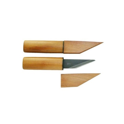 Kanetsune KB611Kishin -  50mm Carbon Steel Kiridashi Knife '(Wild Cherry Wood Handle in a Blister pack)