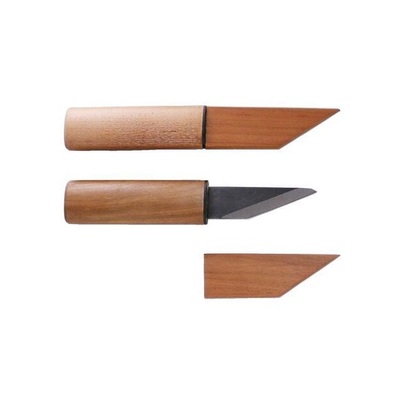Kanetsune KB612 - 42mm Carbon Steel  Kiridashi Knife (Wild Cherry Wood Handle in a Blister Pack)