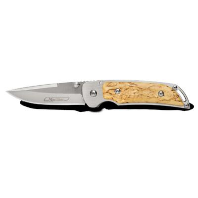 Marttiini MA915111 - 8cm Carbon Steel MFK Folding Knife (Curly Birch Handle)