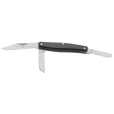 Taylor's SH1376PT - 70mm Stainless Steel Stockman's Knife, 3 Blades with Pick & Tweezer (Black Handle)