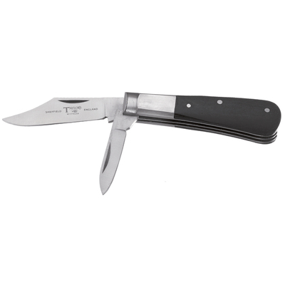 Taylor's SH421 -55mm Stainless Steel Barlow Pocket Knife 2 Blade with Clip & Pen Blade (Black Handle)