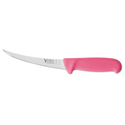 Victory Knives V372015200PA - 2mm x 15cm Stainless Steel Flexible Curved Filleting Knife, Hang Sell (Pink Progrip Handle)