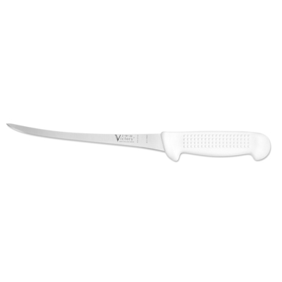 Victory Knives 215122115 - 2.5mm x 22cm Stainless Steel Extra Narrow Filleting Knife (White Plastic Handle)
