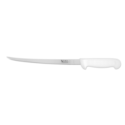Victory Knives 250625115  - 2.5mm x 25cm Stainless Steel Narrow Filleting Knife (White Plastic Handle)