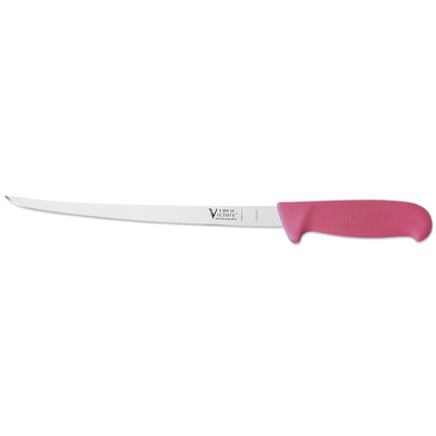 Victory Knives 250625200PINK - 2.5mm x 25cm Stainless Steel Narrow Filleting Knife (Pink Progrip Handle)