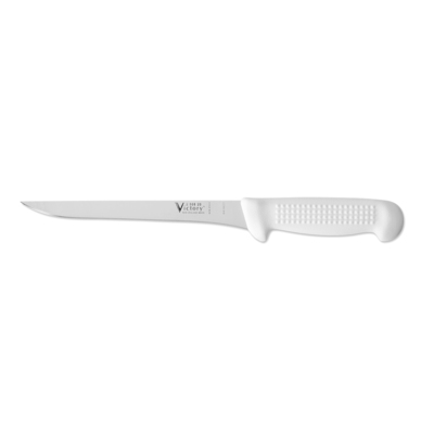 Victory Knives 250820115 - 2.5mm x 20cm Stainless Steel Straight Filleting Knife (White Plastic Handle)