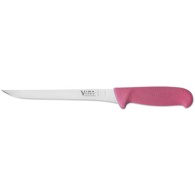 Victory Knives 250820200PINK - 2.5mm x 20cm Stainless Steel Straight Filleting Boning Knife (Pink Progrip Handle)