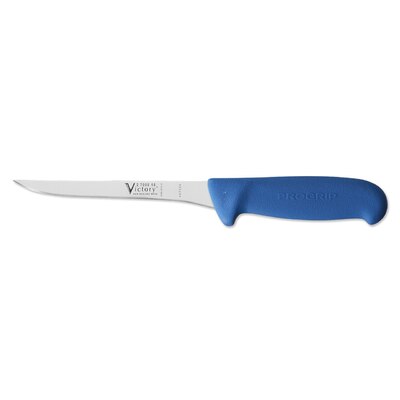 Victory Knives 2700015200BLUE - 2.5mm x 15cm Stainless Steel Narrow Straight Boning Knife (Blue Progrip Handle)
