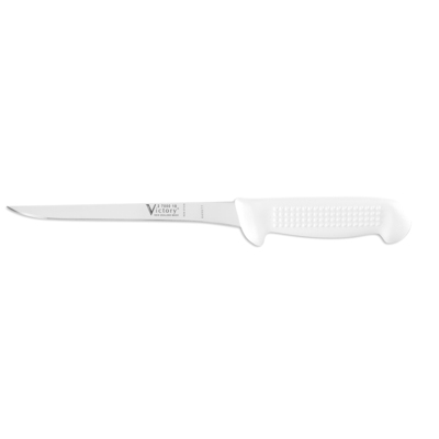 Victory Knives 2700018115 - 2.5mm x 18cm Stainless Steel Narrow Boning Knife (White Plastic Handle)