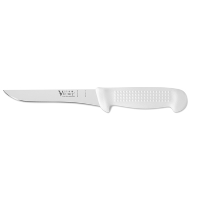 Victory Knives 271015115 - 2.5mm x 15cm Stainless Steel Straight Boning Knife (White Plastic Handle)
