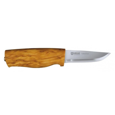Helle-Folkekniven - 80mm Stainless Steel Utility Knife (Curly Birch Handle with Leather Sheath)