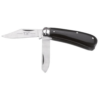 Taylor's SH2077PT - 55mm Stainless Steel Stockman's Knife 2 Blades with Clip, Tweezers & Castrator with Pick (Black Handle)