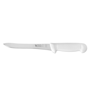 Victory Knives V551218115P - 1.5mm x 18cm Stainless Steel Super Flexible Filleting Knife, Hang Sell (White Plastic Handle)