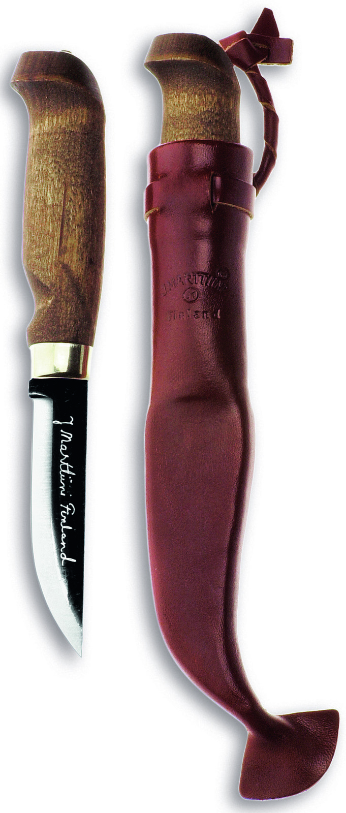 Marttiini MA127012 10cm Carbon Steel Lumberjack Knife (Stained Birch