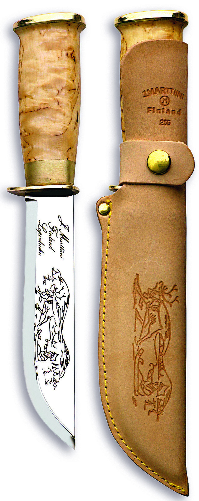 Marttiiini MA255010 16cm Carbon Steel Engraved Lapp 255 Knife (Silver