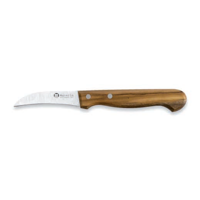 Maserin 0BA631000 - 7cm Stainless Steel Curved Paring Knife (Olive Wood Handle)