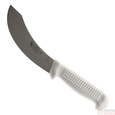 Victory Knives 110015115  - 2.5mm x 15cm Carbon Steel Skinning Knife (White Plastic Handle)