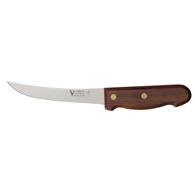 Victory Knives 170015110 - 2.5mm x 15cm Carbon Steel Curved Boning Knife (Wooden Handle)