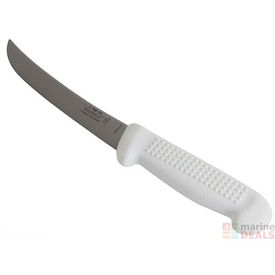 Victory Knives 170015115  - 2.5mm x 15cm Carbon Steel Curved Boning Knife (White Plastic Handle)