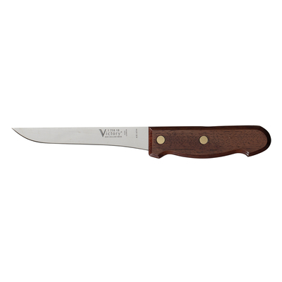 Victory Knives 171015110 - 2.5mm x 15cm Carbon Steel Straight Boning Knife (Wooden Handle)