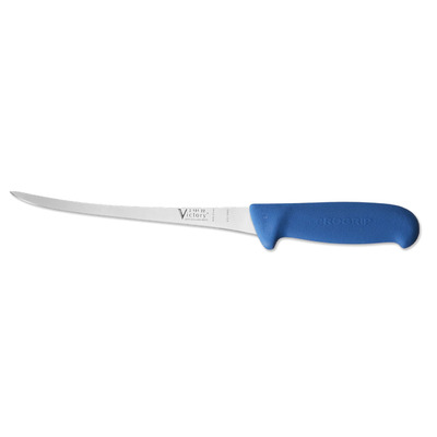 Victory Knives 215122200B - 2.5mm x 22cm Stainless Steel Extra Narrow Filleting Knife (Blue Progrip Handle)