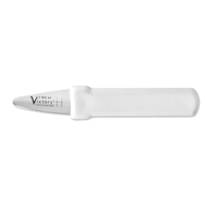 Victory Knives 220605114  - 2.5mm x 5cm Stainless Steel Oyster Knife (White Plastic Handle)