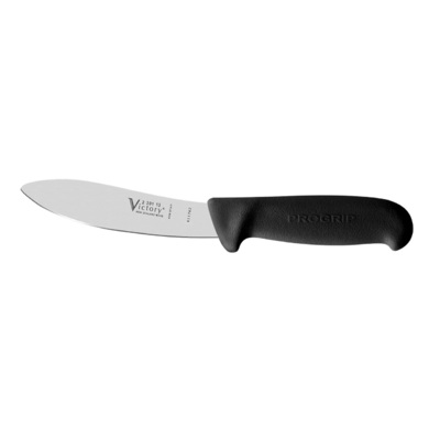 Victory Knives 230113200  - 2.5mm x 13cm Stainless Steel Round Tip Skinning Knife (Black Progrip Handle)