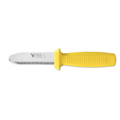 Victory Knives 234210116 - 2.5mm x 10cm Stainless Steel Serrated Underwater Knife, Blunt End (Yellow Plastic Handle)