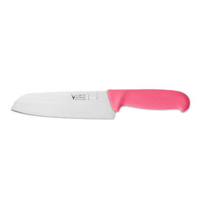 Victory Knives 2500018200PK - 2.5mm x 18cm Stainless Steel Santoku Chefs Knife (PINK Progrip Handle)