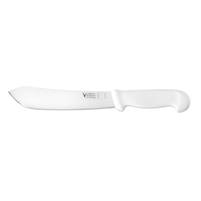 Victory Knives 260020111  - 2.5mm x 20cm Stainless Steel Bullnose Butchers Knife (White Plastic Handle)