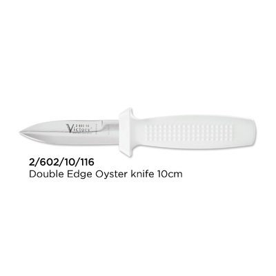 Victory Knives 260210116 - 2.5mm x 10cm Stainless Steel Double Edge Oyster Knife (White Plastic Handle)