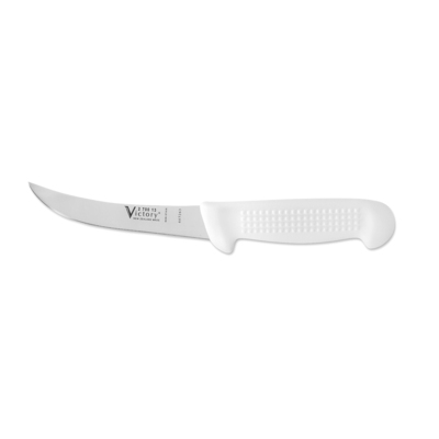 Victory Knives 270013115 - 2.5mm x 13cm Stainless Steel Curved Boning Knife (White Plastic Handle)