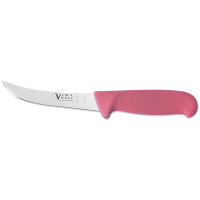 Victory Knives 270013200PINK - 2.5mm x 13cm Stainless Steel Curved Boning Knife (Pink Progrip Handle)