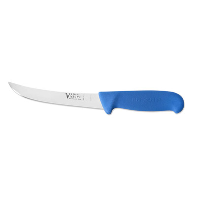 Victory Knives 270015200BLUE - 2.5mm x 15cm Stainless Steel Curved Boning Knife (Blue Progrip Handle)