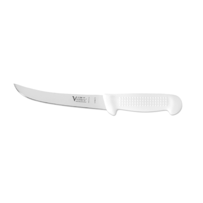 Victory Knives 270017115W  - 2.5mm x 17cm Stainless Steel Curved Boning Knife (White Plastic Handle)