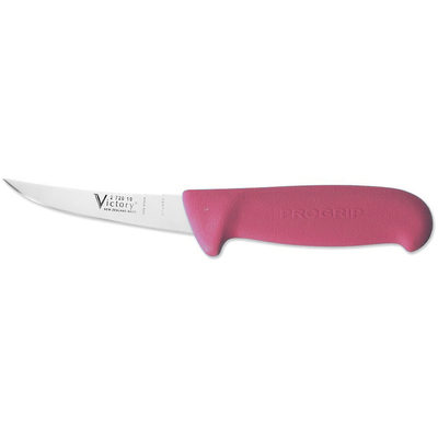 Victory Knives 272010200PINK - 2.5mm x 10cm Stainless Steel Curved Boning/Poultry Knife (Pink Progrip Handle)