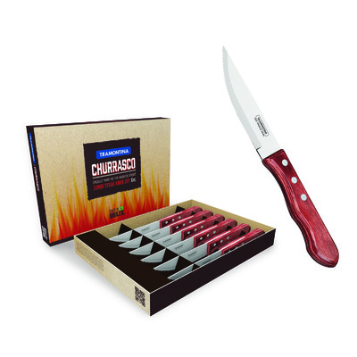 Tramontina Jumbo Steak knives Box Of 6 Polywood Red Handles