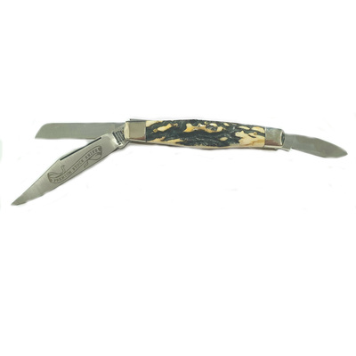Joseph Rodgers 75StPol - 70mm Stainless Steel Three Blade Polished Stockman's Knife (Stag Scales)