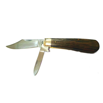 Joseph Rodgers 78DOSat -  55mm Clip Point Knife  & Castrator Knife (Dark Oak Scales & Satin Finish Blade)