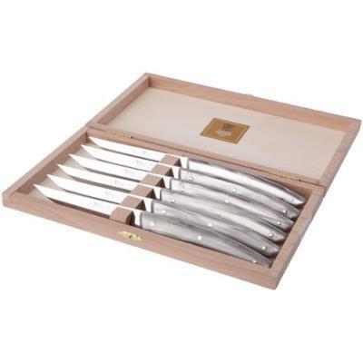 Claude Dozorme Le Theirs Box of 6 Steak Knives Light Grey