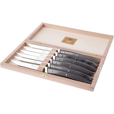 Claude Dorzorme Le Theirs Box of 6 Steak Knives Dark Grey Handle