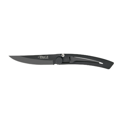 Claude Dozorme CD.140.91N - 9cm Naked Series Black Teflon Stainless Steel Pocket Knife (Liner Lock, Black Handle) 