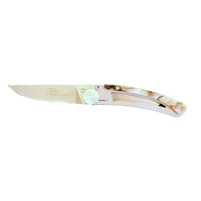 Claude Dozorme CD.142.37 - 9cm Dressed Series Pocket Knife (Liner Lock, Ram Horn Handle)