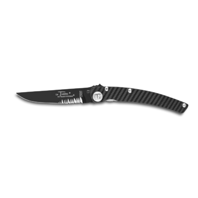Claude Dozorme pocket knife, 11cm black blade, black carbon handle