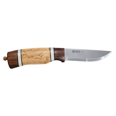 Helle-Trofe Triple laminated s/s with Dark oak,leather,staghorn & curly birch handle